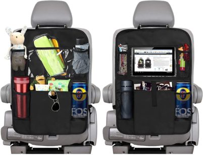Organizador para asiento trasero de automóvil y protector con señal de coche, asientos de tapicería contra daños