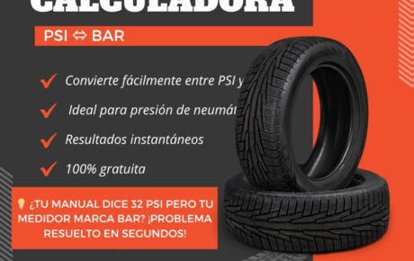 Calculadora para convertir PSI a bar y de bar a PSI