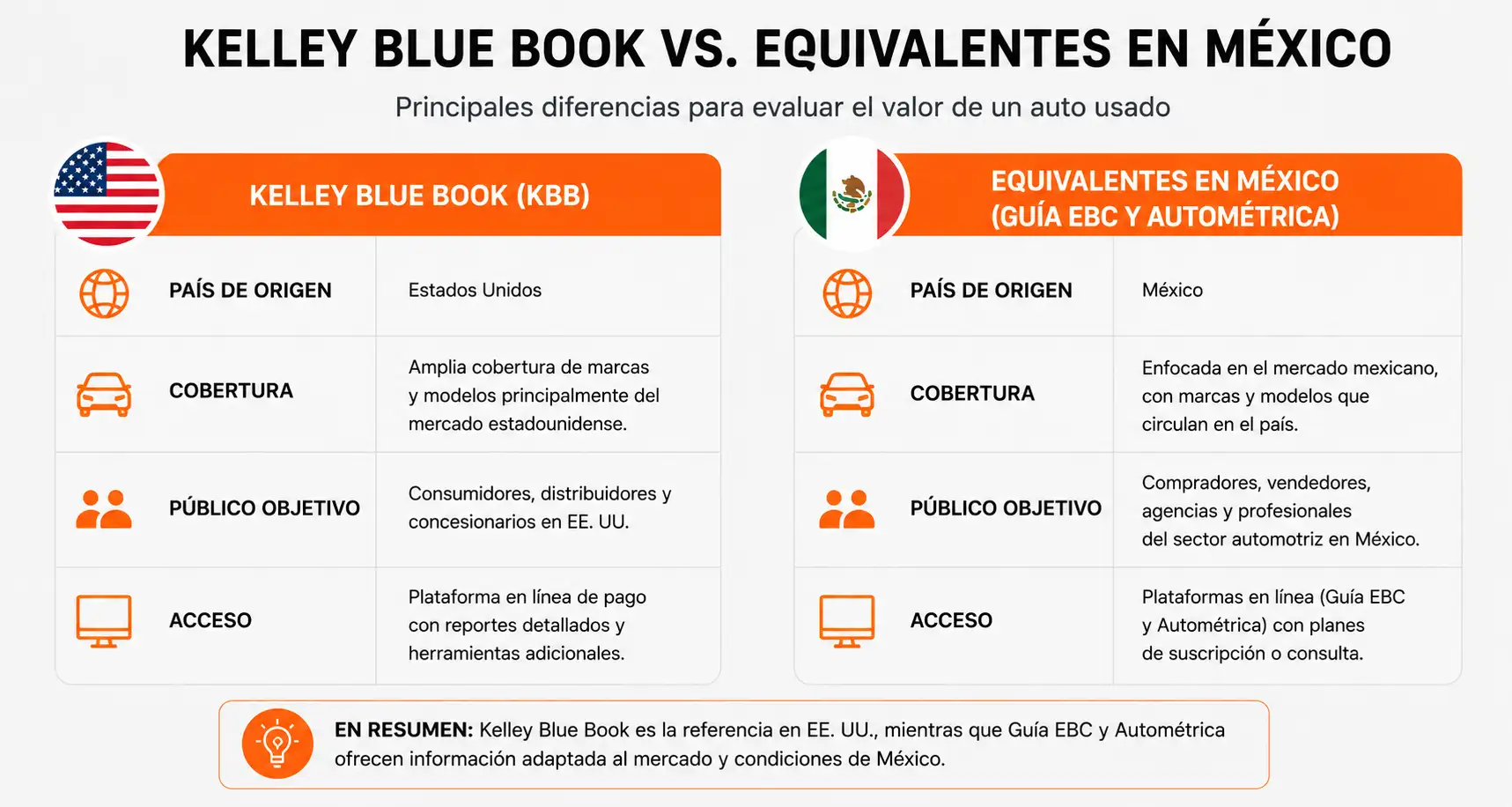 Kelley Blue Book vs equivalentes en México Guía EBC y Autométrica